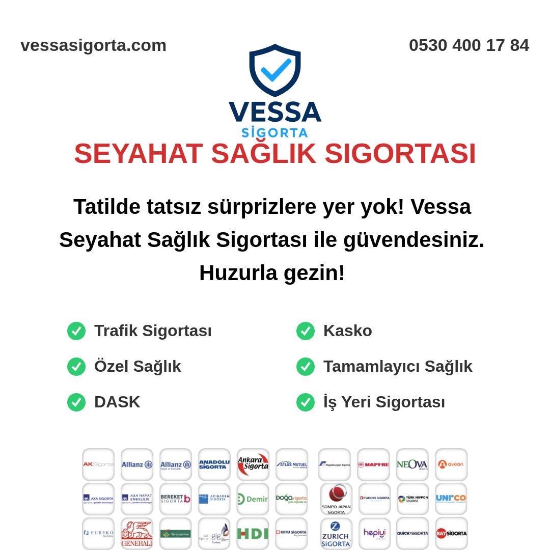 Seyahat Sağlık Sigortası Rehberi: Tatilde Başınıza Gelebileceklere Karşı Kalkanınız! Vessa Sigorta Seyahat Sağlık Sigortası teklifi al